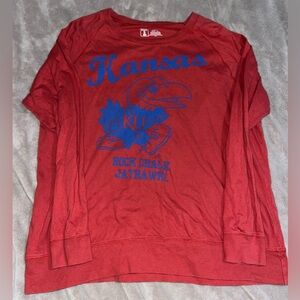 Kansas Jayhawks Women’s Red Long Sleeve T Shirt Size XL
